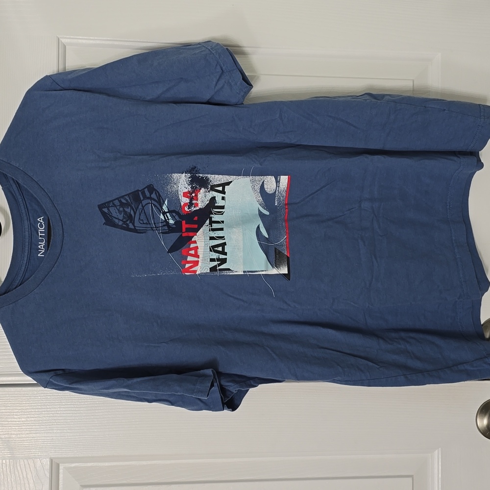 Mens XXL Nautica Tshirt Light Blue 100% Cotton